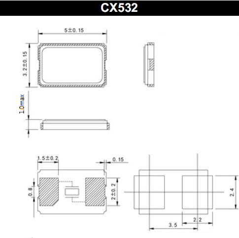 Cardinal晶振,贴片晶振,CX532晶振,金属面两脚晶振